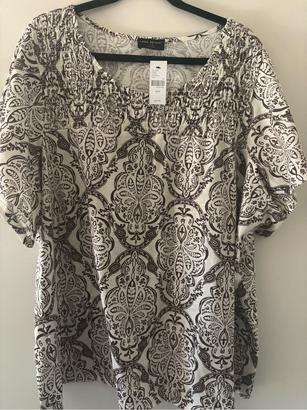 Lane Bryant White & Brown Paisley Top